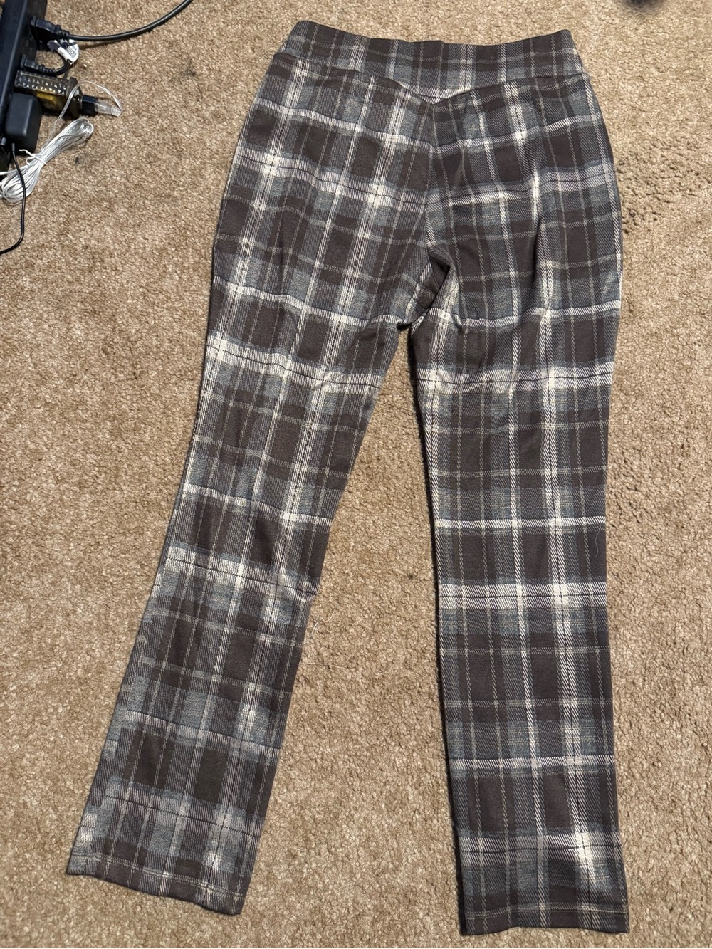 Plaid Straight-Leg Trousers in Brown & Cream